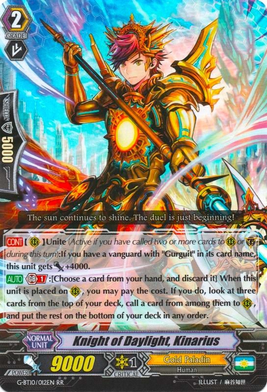 Knight of Daylight, Kinarius (G-BT10/012EN) [Raging Clash of the Blade Fangs] | Pegasus Games WI