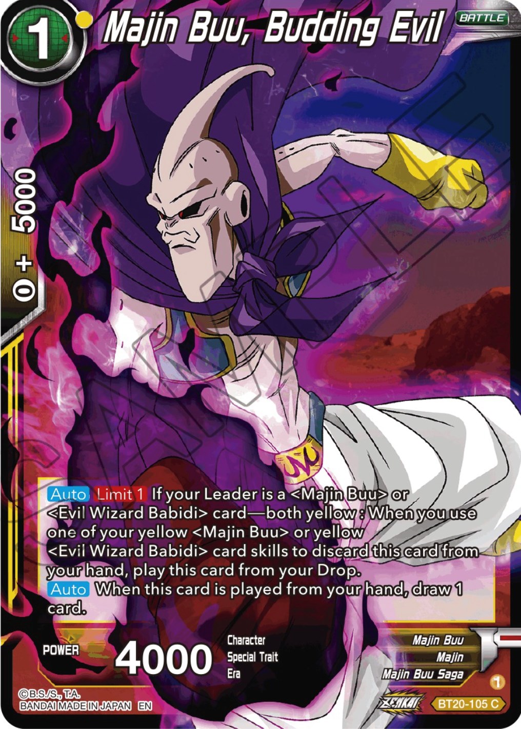 Majin Buu, Budding Evil (BT20-105) [Power Absorbed] | Pegasus Games WI