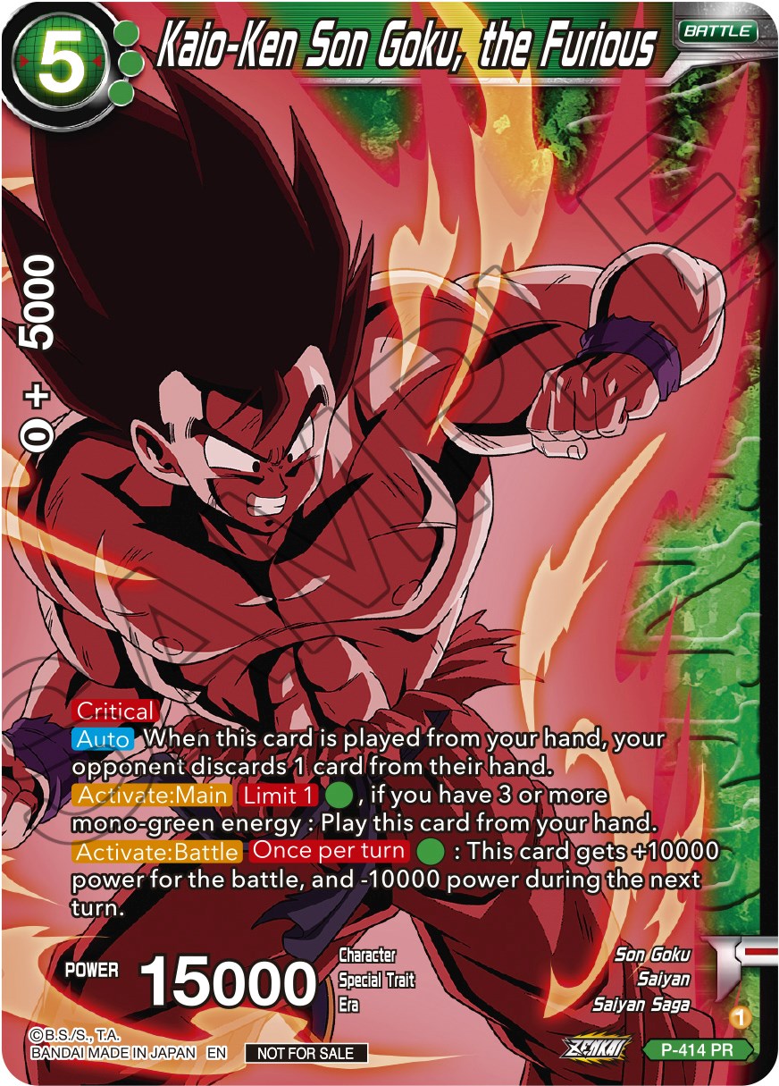 Kaio-Ken Son Goku, the Furious (Zenkai Series Tournament Pack Vol.1 Winner) (P-414) [Tournament Promotion Cards] | Pegasus Games WI