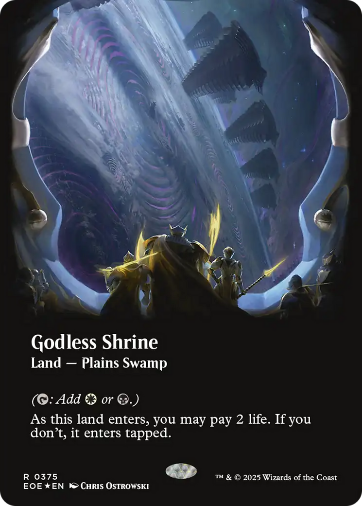 Godless Shrine (Borderless) (Galaxy Foil) [Edge of Eternities] | Pegasus Games WI