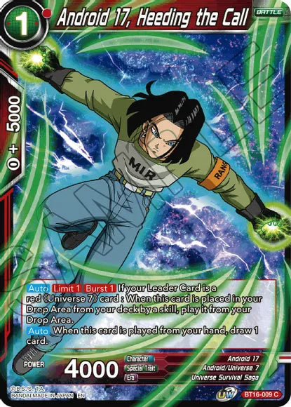 Android 17, Heeding the Call (BT16-009) [Realm of the Gods] | Pegasus Games WI