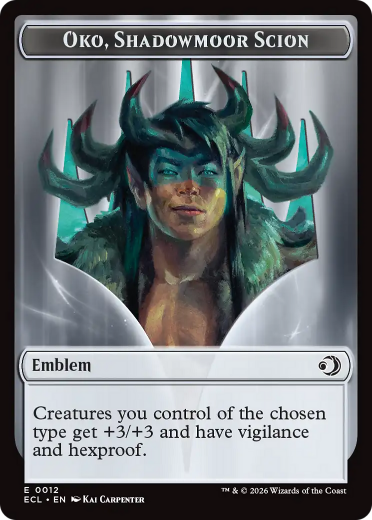 Elk // Emblem - Oko, Shadowmoor Scion Double-Sided Token [Lorwyn Eclipsed Tokens] | Pegasus Games WI