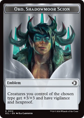 Elk // Emblem - Oko, Shadowmoor Scion Double-Sided Token [Lorwyn Eclipsed Tokens] | Pegasus Games WI
