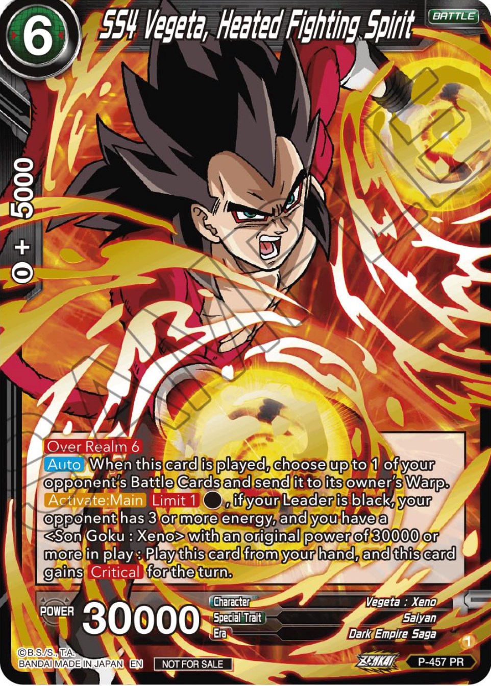 SS4 Vegeta, Heated Fighting Spirit (Championship Selection Pack 2023 Vol.1) (Holo) (P-457) [Tournament Promotion Cards] | Pegasus Games WI