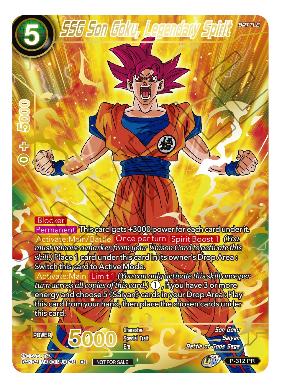 SSG Son Goku, Legendary Spirit (Gold Stamped) (P-312) [Promotion Cards] | Pegasus Games WI