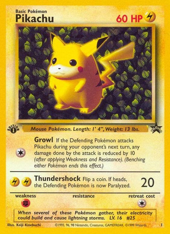 Pikachu (1) (1st Edition Misprint Promo) [Wizards of the Coast: Black Star Promos] | Pegasus Games WI