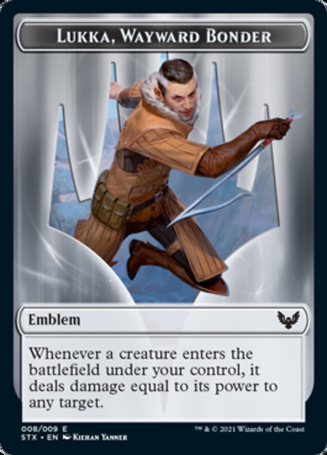 Elemental // Lukka, Wayward Bonder Emblem Double-Sided Token [Strixhaven: School of Mages Tokens] | Pegasus Games WI