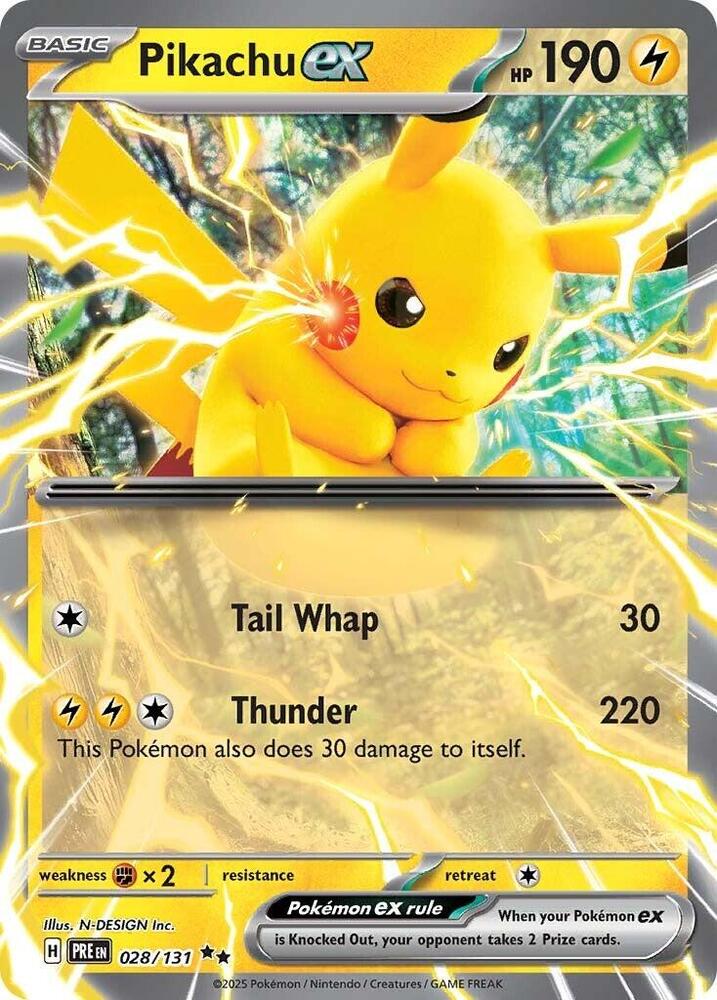 Pikachu ex (028/131) [Scarlet & Violet: Prismatic Evolutions] | Pegasus Games WI