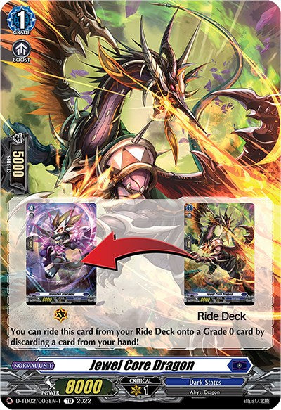 Jewel Core Dragon (Tutorial Card) (D-TD02/003EN-T) [D-TD02: Michiru Hazama -Demonic Jewel Dragon of the Four Flames-] | Pegasus Games WI
