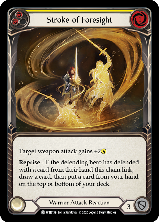 Stroke of Foresight (Yellow) [U-WTR139] (Welcome to Rathe Unlimited)  Unlimited Rainbow Foil | Pegasus Games WI