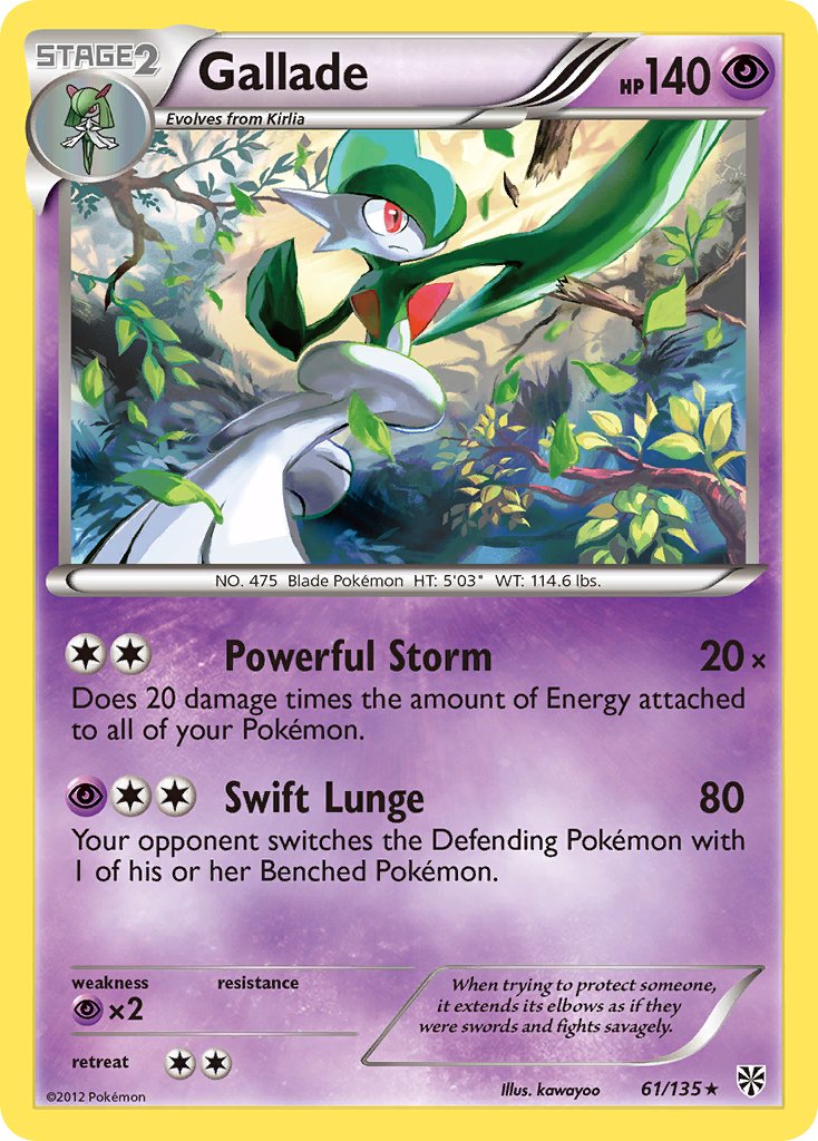 Gallade (61/135) (Cosmos Holo) (Blister Exclusive) [Black & White: Plasma Storm] | Pegasus Games WI