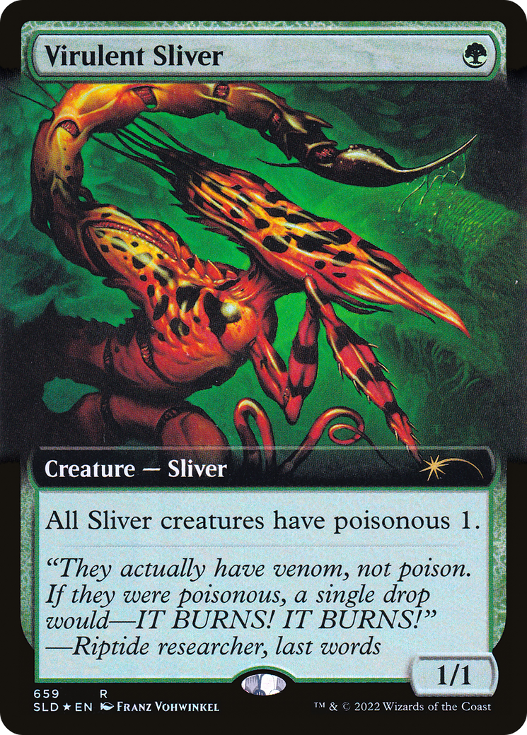 Virulent Sliver (Extended Art) (Step-and-Compleat Foil) [Secret Lair Drop Promos] | Pegasus Games WI