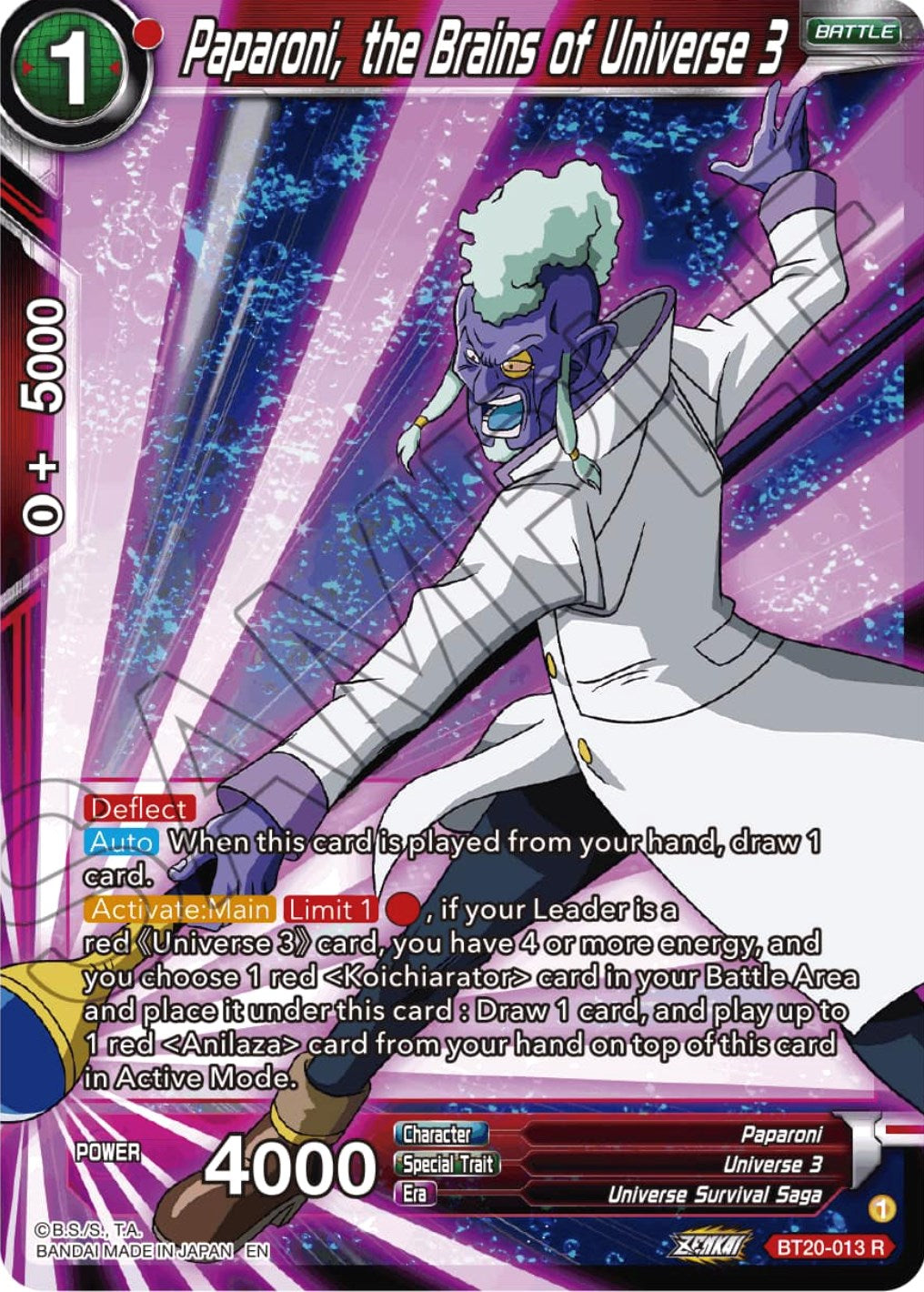 Paparoni, the Brains of Universe 3 (BT20-013) [Power Absorbed] | Pegasus Games WI