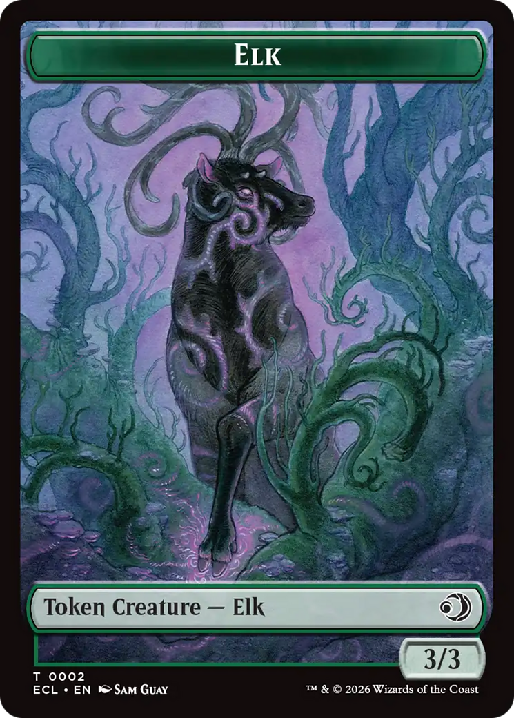 Elk // Emblem - Oko, Shadowmoor Scion Double-Sided Token [Lorwyn Eclipsed Tokens] | Pegasus Games WI