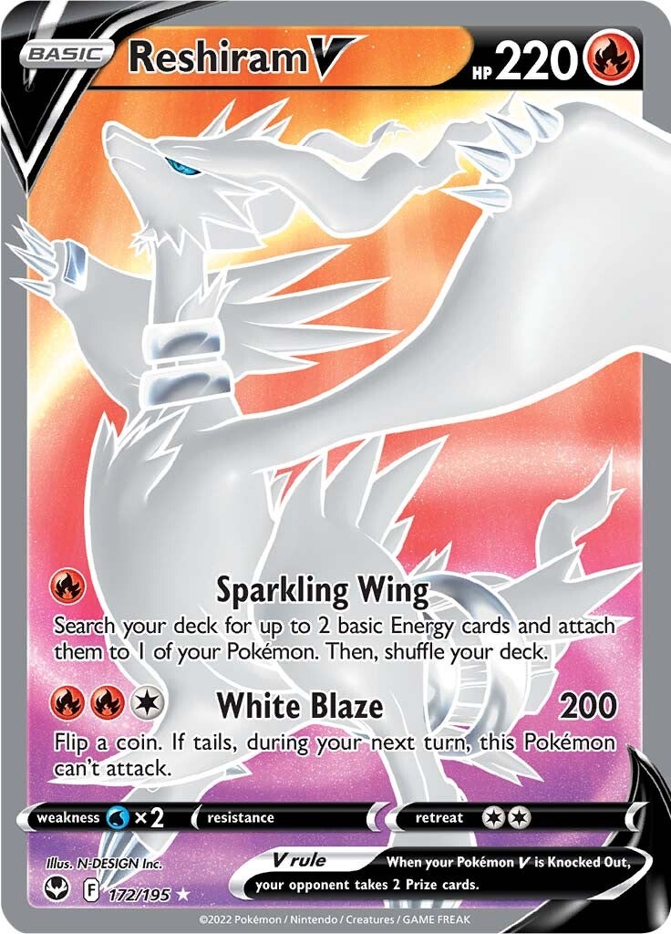 Reshiram V (172/195) [Sword & Shield: Silver Tempest] | Pegasus Games WI