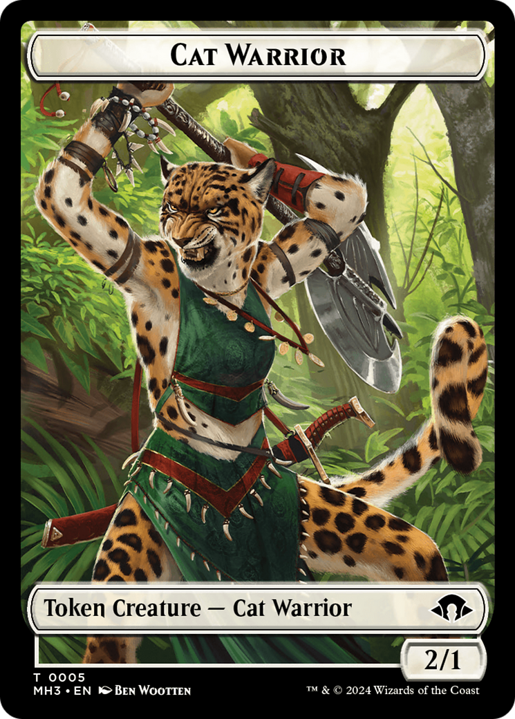Eldrazi Spawn // Cat Warrior Double-Sided Token [Modern Horizons 3 Tokens] | Pegasus Games WI