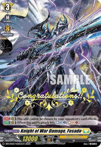 Knight of War Damage, Fosado (Hot Stamped) (BSF2022/VGD03EN 2022) [Bushiroad Event Cards] | Pegasus Games WI