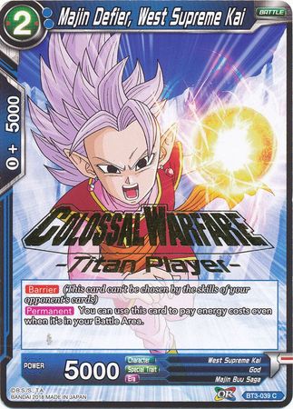 Majin Defier, West Supreme Kai (Titan Player Stamped) (BT3-039) [Tournament Promotion Cards] | Pegasus Games WI