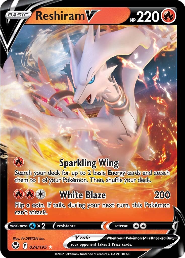 Reshiram V (024/195) [Sword & Shield: Silver Tempest] | Pegasus Games WI