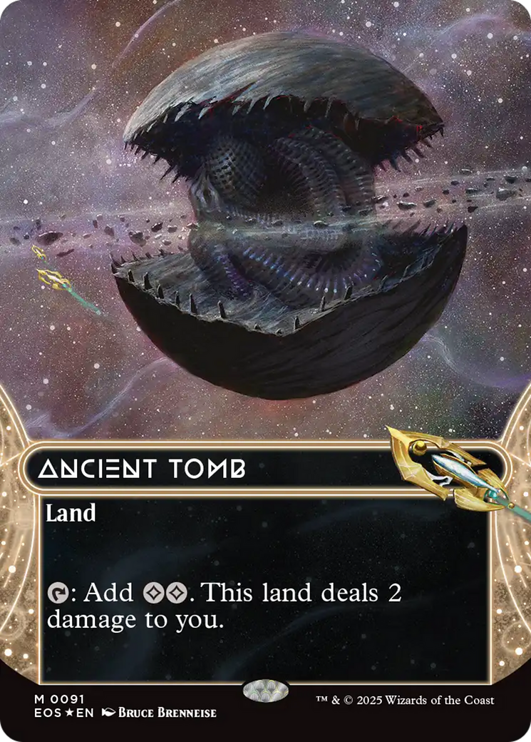 Ancient Tomb (0091) (Borderless) (Galaxy Foil) [Edge of Eternities] | Pegasus Games WI