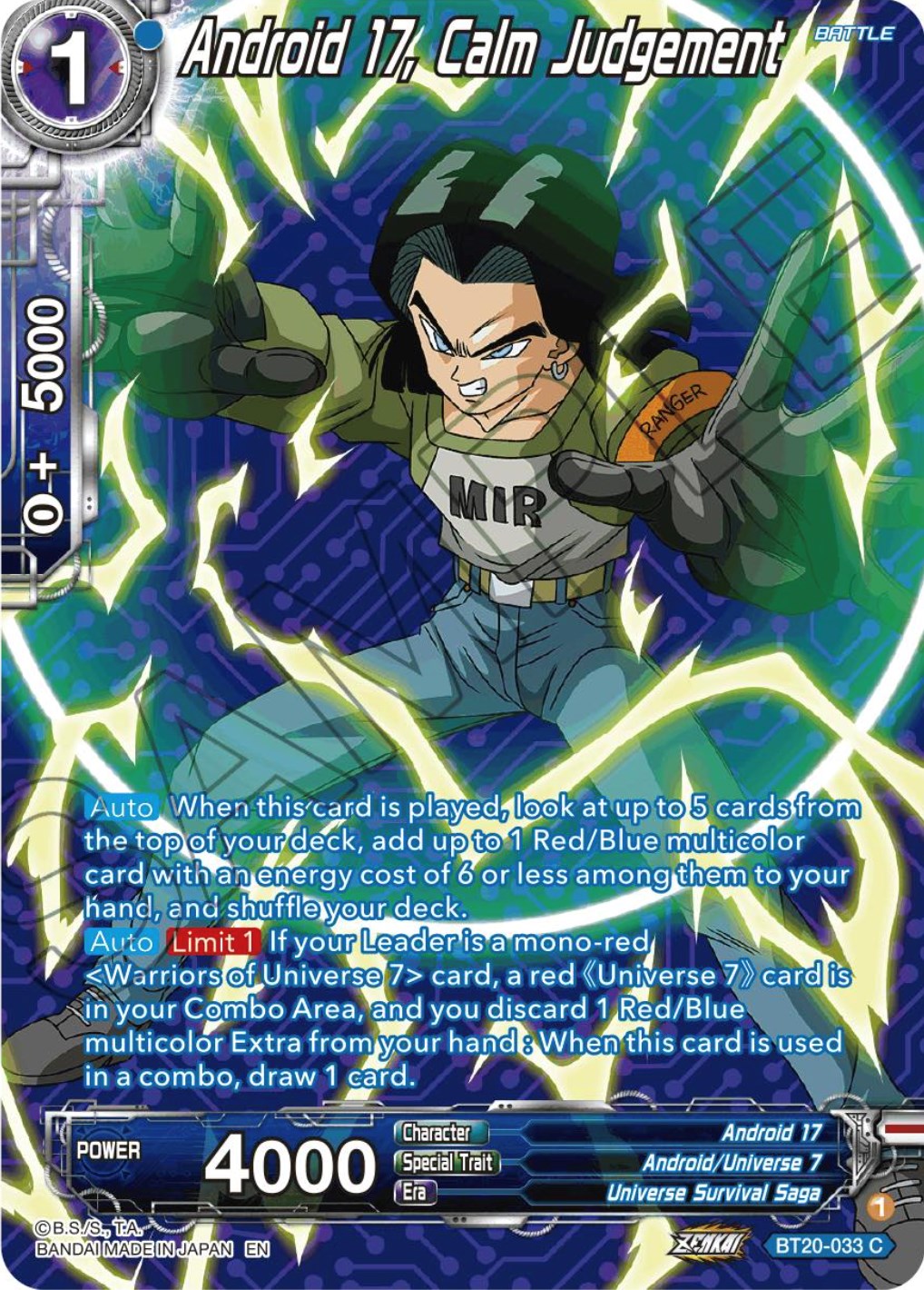 Android 17, Calm Judgement (Silver Foil) (BT20-033) [Power Absorbed] | Pegasus Games WI
