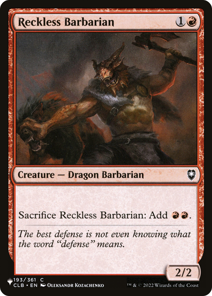 Reckless Barbarian [The List] | Pegasus Games WI