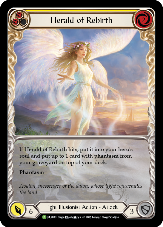 Herald of Rebirth (Yellow) [FAB033] (Promo)  Rainbow Foil | Pegasus Games WI