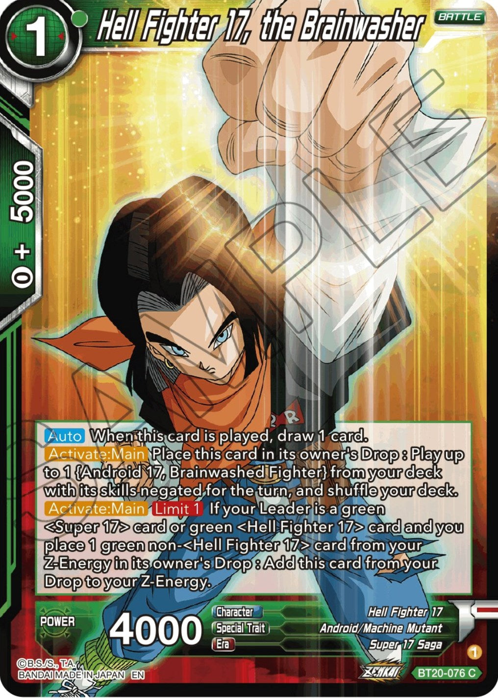 Hell Fighter 17, the Brainwasher (BT20-076) [Power Absorbed] | Pegasus Games WI