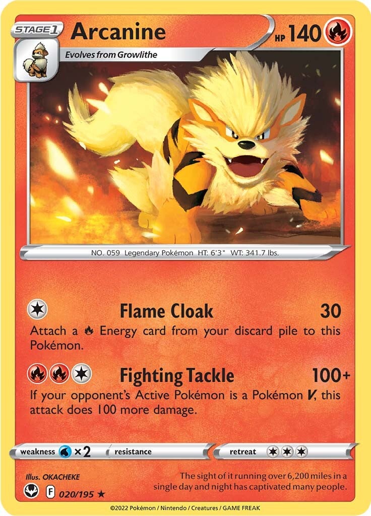 Arcanine (020/195) [Sword & Shield: Silver Tempest] | Pegasus Games WI