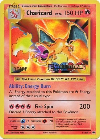 Charizard (11/108) (XY Evolutions Staff Prerelease) [XY: Black Star Promos] | Pegasus Games WI