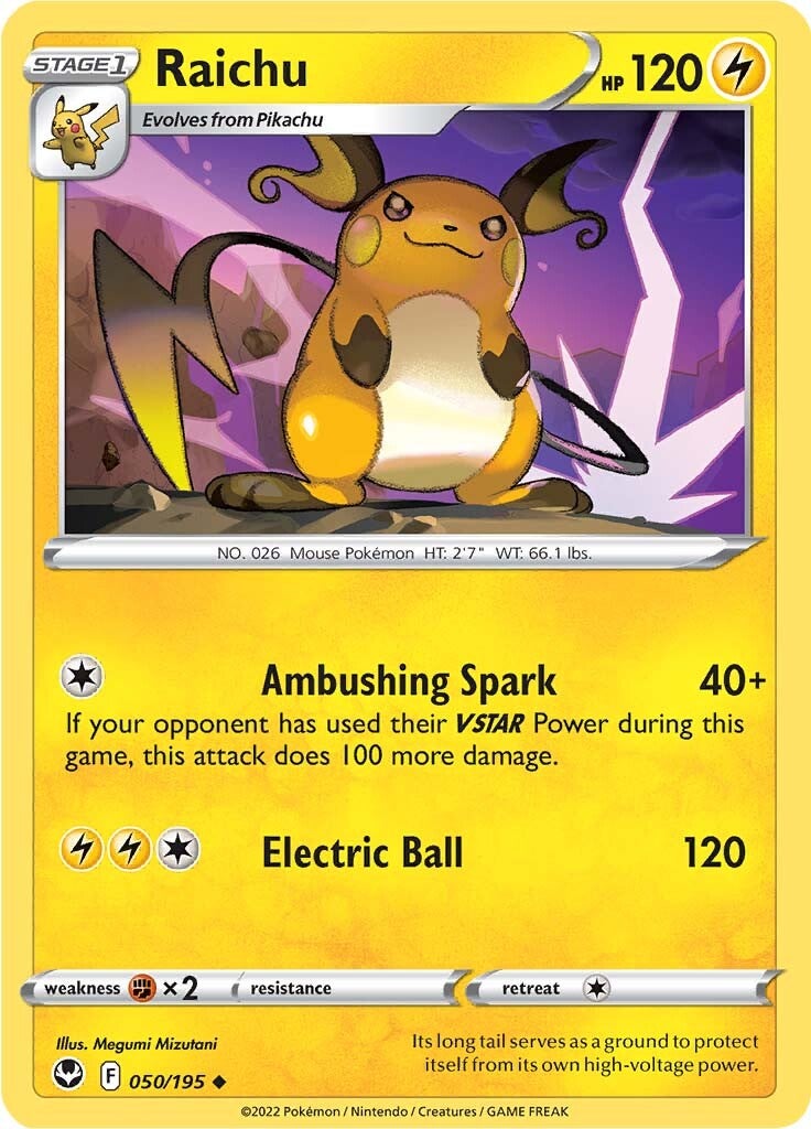 Raichu (050/195) [Sword & Shield: Silver Tempest] | Pegasus Games WI