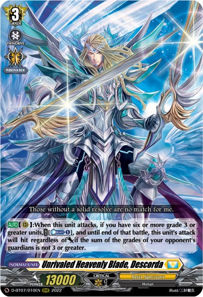 Unrivaled Heavenly Blade, Descorda (D-BT07/010EN) [Raging Flames Against Emerald Storm] | Pegasus Games WI