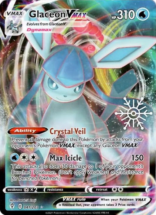 Glaceon VMAX (041/203) (Holiday Calendar) [Sword & Shield: Evolving Skies] | Pegasus Games WI