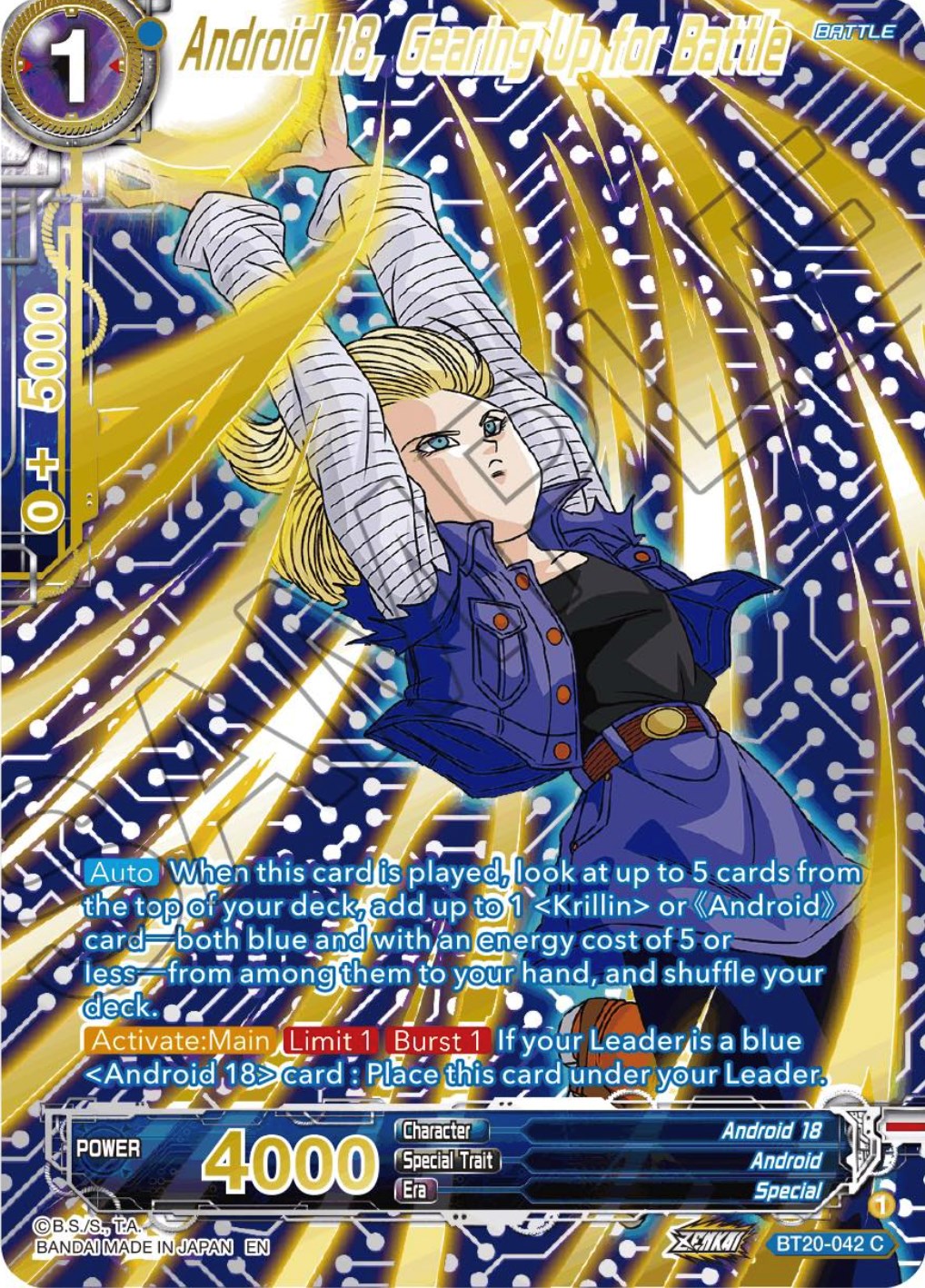 Android 18, Gearing Up for Battle (Gold-Stamped) (BT20-042) [Power Absorbed] | Pegasus Games WI