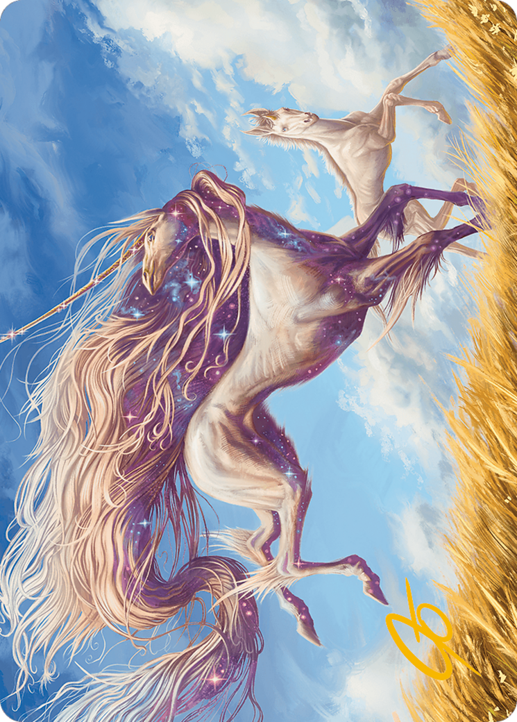 Nyxborn Unicorn Art Card (Gold-Stamped Signature) [Modern Horizons 3 Art Series] | Pegasus Games WI