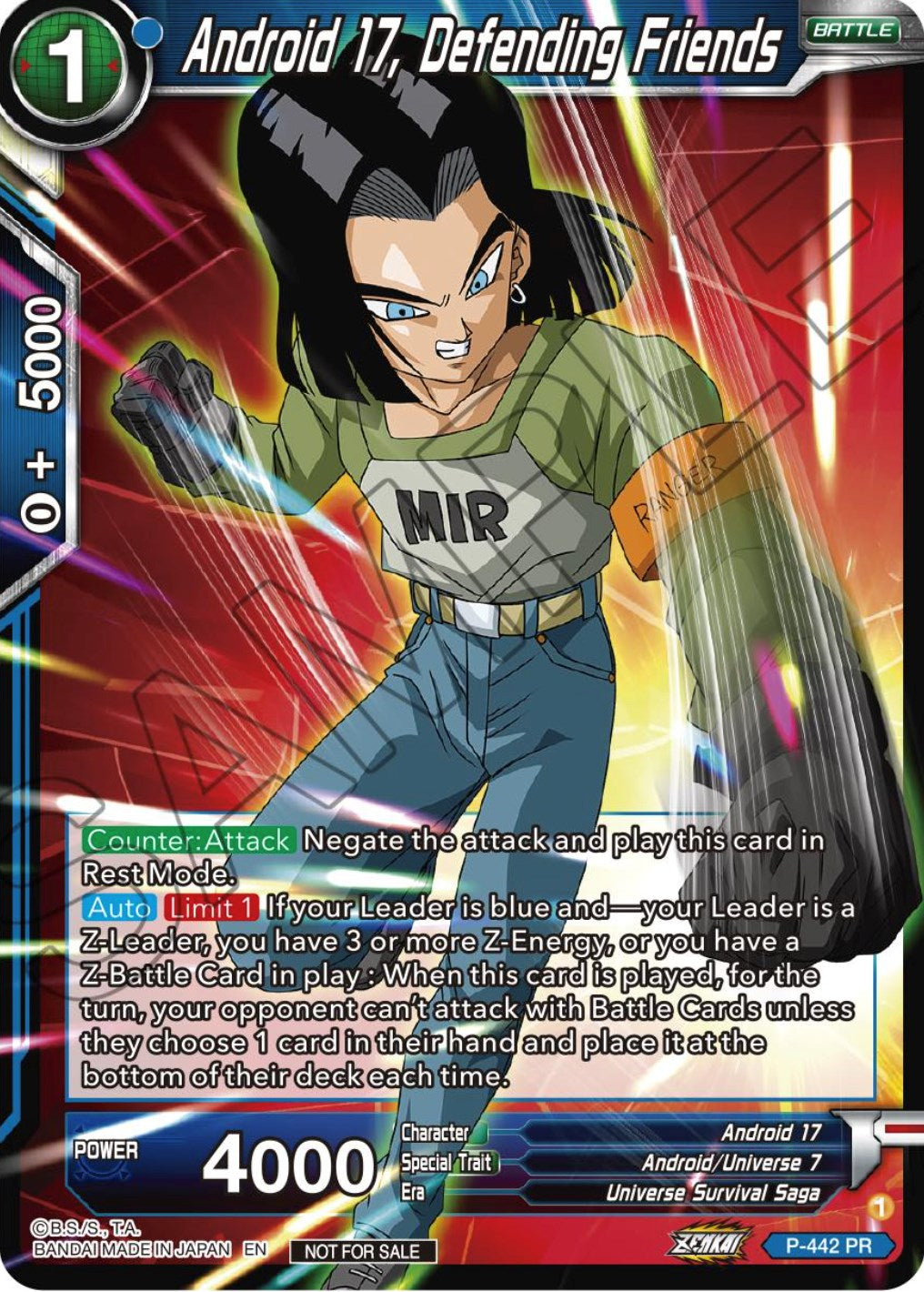 Android 17, Defending Friends (Zenkai Series Tournament Pack Vol.2) (P-442) [Tournament Promotion Cards] | Pegasus Games WI