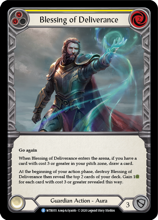 Blessing of Deliverance (Yellow) [U-WTR055] (Welcome to Rathe Unlimited)  Unlimited Rainbow Foil | Pegasus Games WI