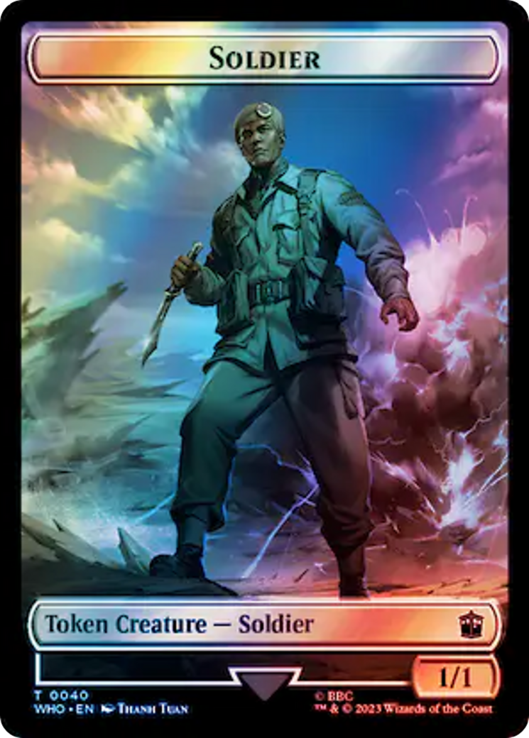 Soldier // Mark of the Rani Double-Sided Token (Surge Foil) [Doctor Who Tokens] | Pegasus Games WI