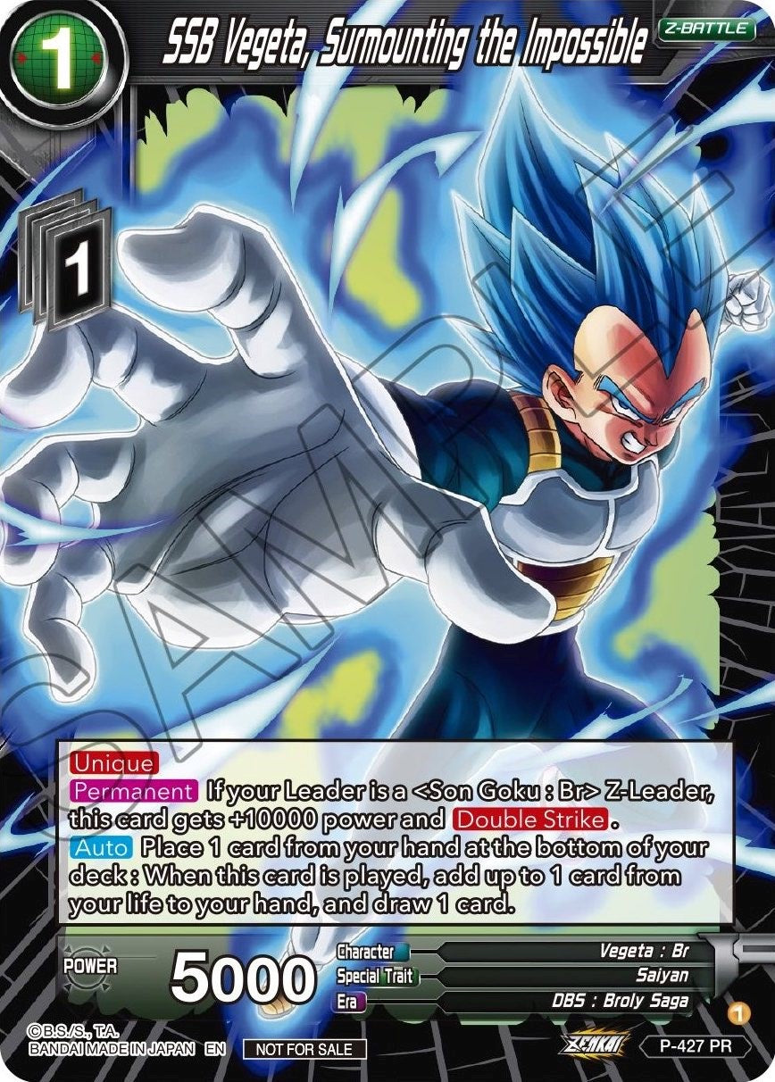 SSB Vegeta, Surmounting the Impossible (P-427) [Promotion Cards] | Pegasus Games WI