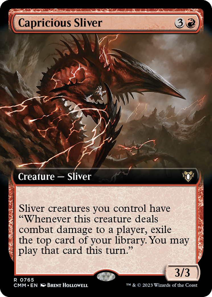 Capricious Sliver (Extended Art) [Commander Masters] | Pegasus Games WI