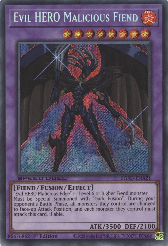 Evil HERO Malicious Fiend [SGX3-ENA21] Secret Rare | Pegasus Games WI