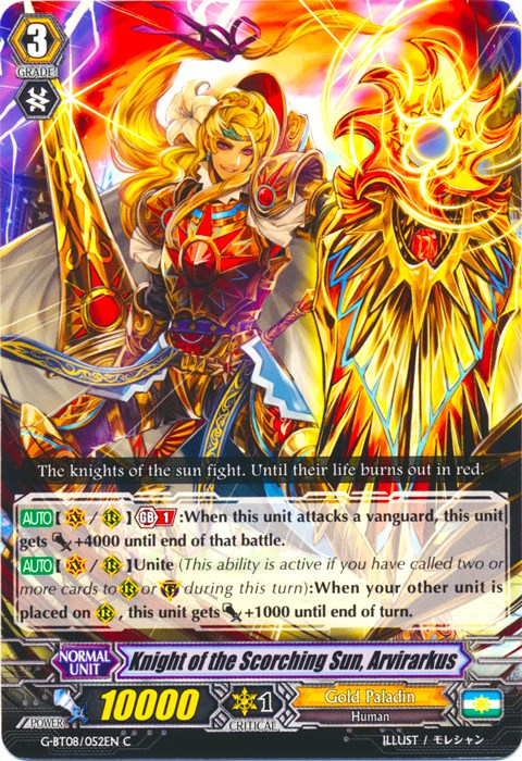 Knight of the Scorching Sun, Arvirarkus (G-BT08/052EN) [Absolute Judgment] | Pegasus Games WI