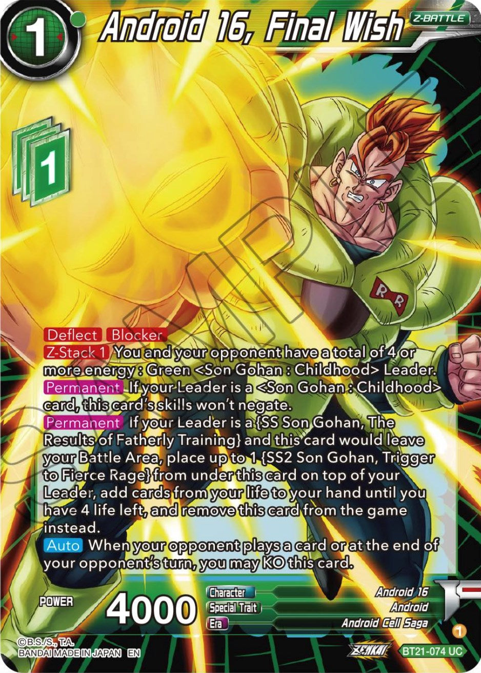 Android 16, Final Wish (BT21-074) [Wild Resurgence] | Pegasus Games WI