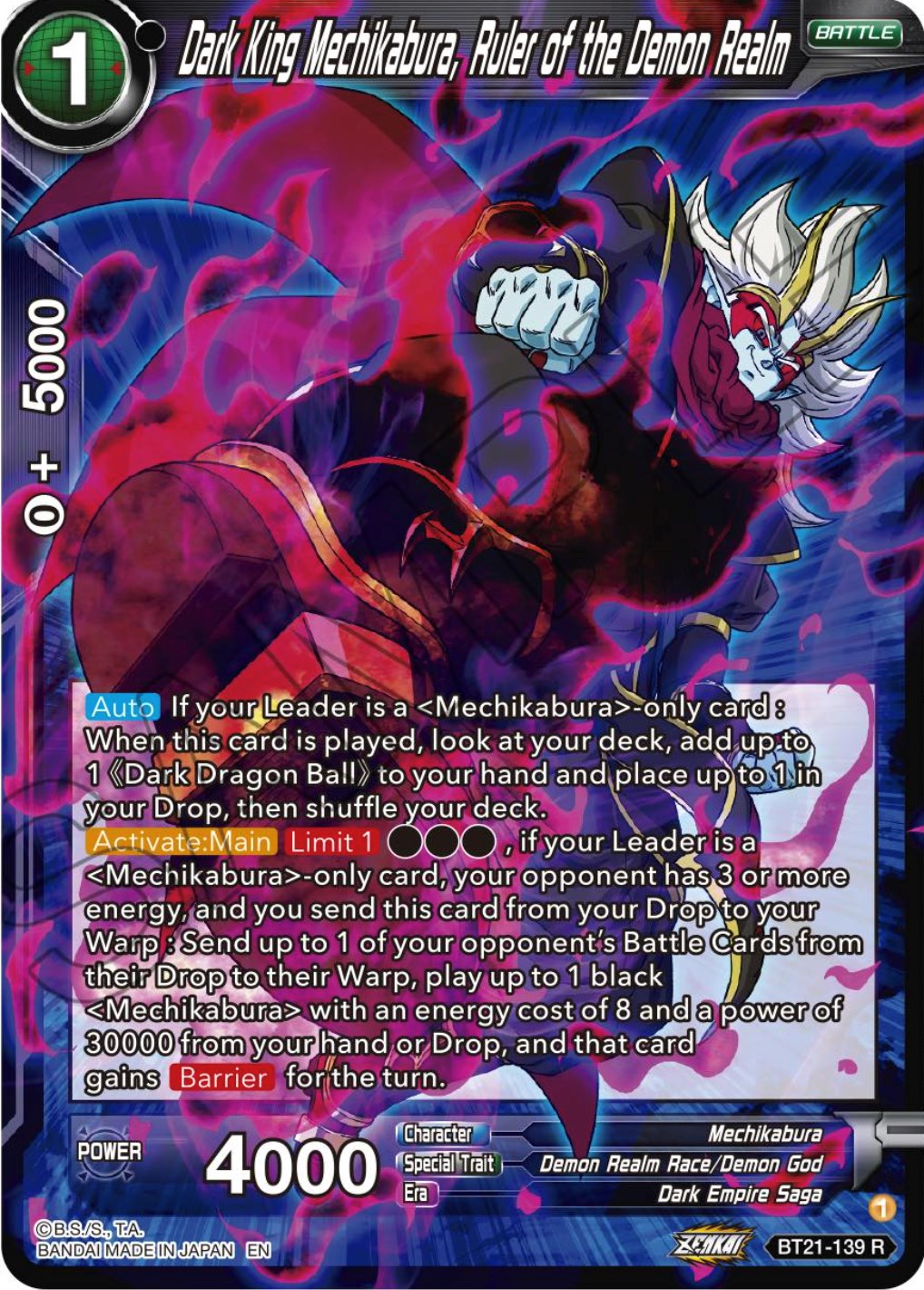 Dark King Mechikabura, Ruler of the Demon Realm (BT21-139) [Wild Resurgence] | Pegasus Games WI