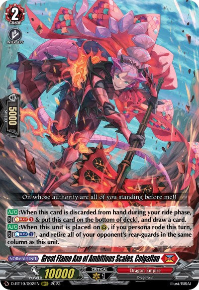 Great Flame Axe of Ambitious Scales, Colgaflan (D-BT10/002EN) [Dragon Masquerade] | Pegasus Games WI