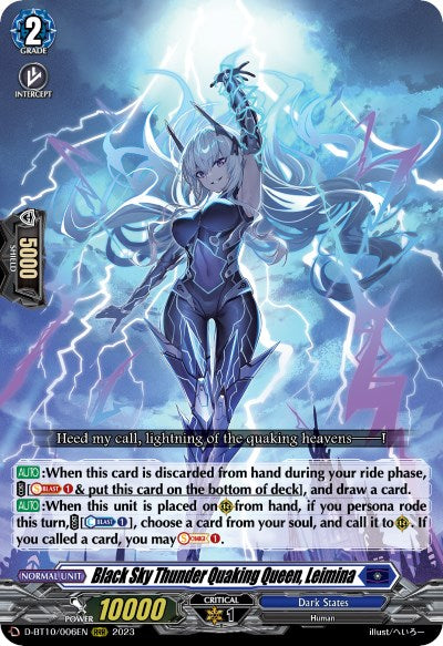 Black Sky Thunder Quaking Queen, Leimina (D-BT10/006EN) [Dragon Masquerade] | Pegasus Games WI