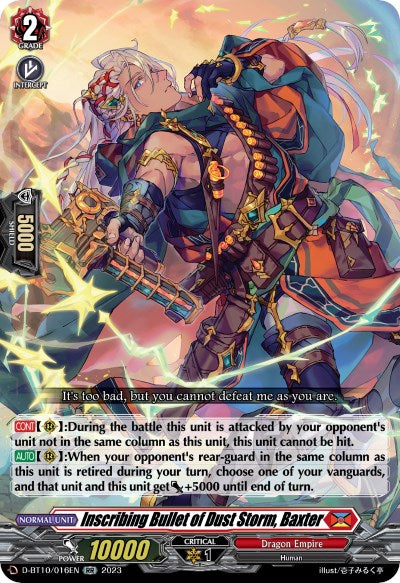 Inscribing Bullet of Dust Storm, Baxter (D-BT10/016EN) [Dragon Masquerade] | Pegasus Games WI