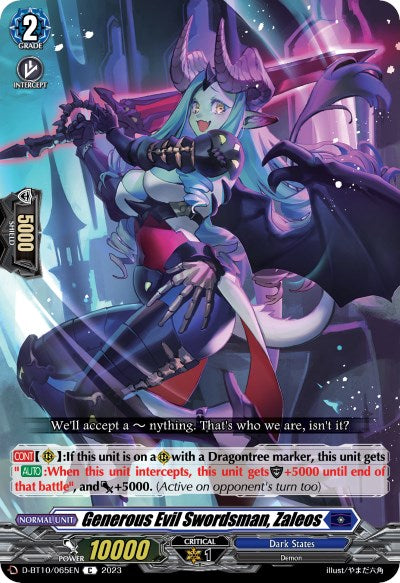 Generous Evil Swordsman, Zaleos (D-BT10/065EN) [Dragon Masquerade] | Pegasus Games WI