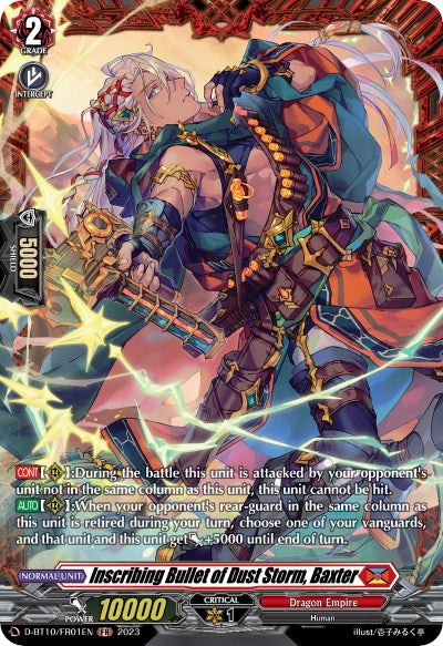 Inscribing Bullet of Dust Storm, Baxter (D-BT10/FR01EN) [Dragon Masquerade] | Pegasus Games WI