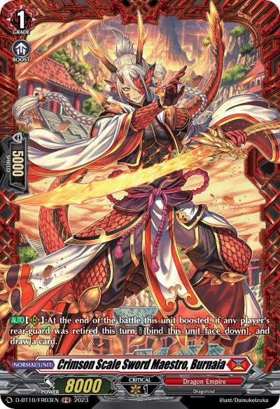 Crimson Scale Sword Maestro, Burnaia (D-BT10/FR03EN) [Dragon Masquerade] | Pegasus Games WI
